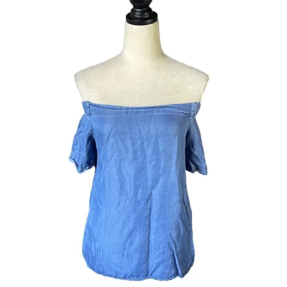 Anthropologie Thread & Supply Denim Off the Shoulder Blouse (Size: Medium)